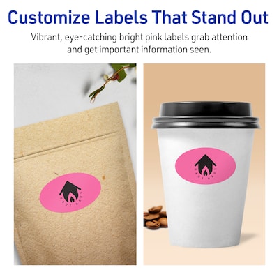 Avery Oval Laser/Inkjet Multipurpose Labels, 1-1/8" x 2-1/4", Bright Pink (420/Pack)