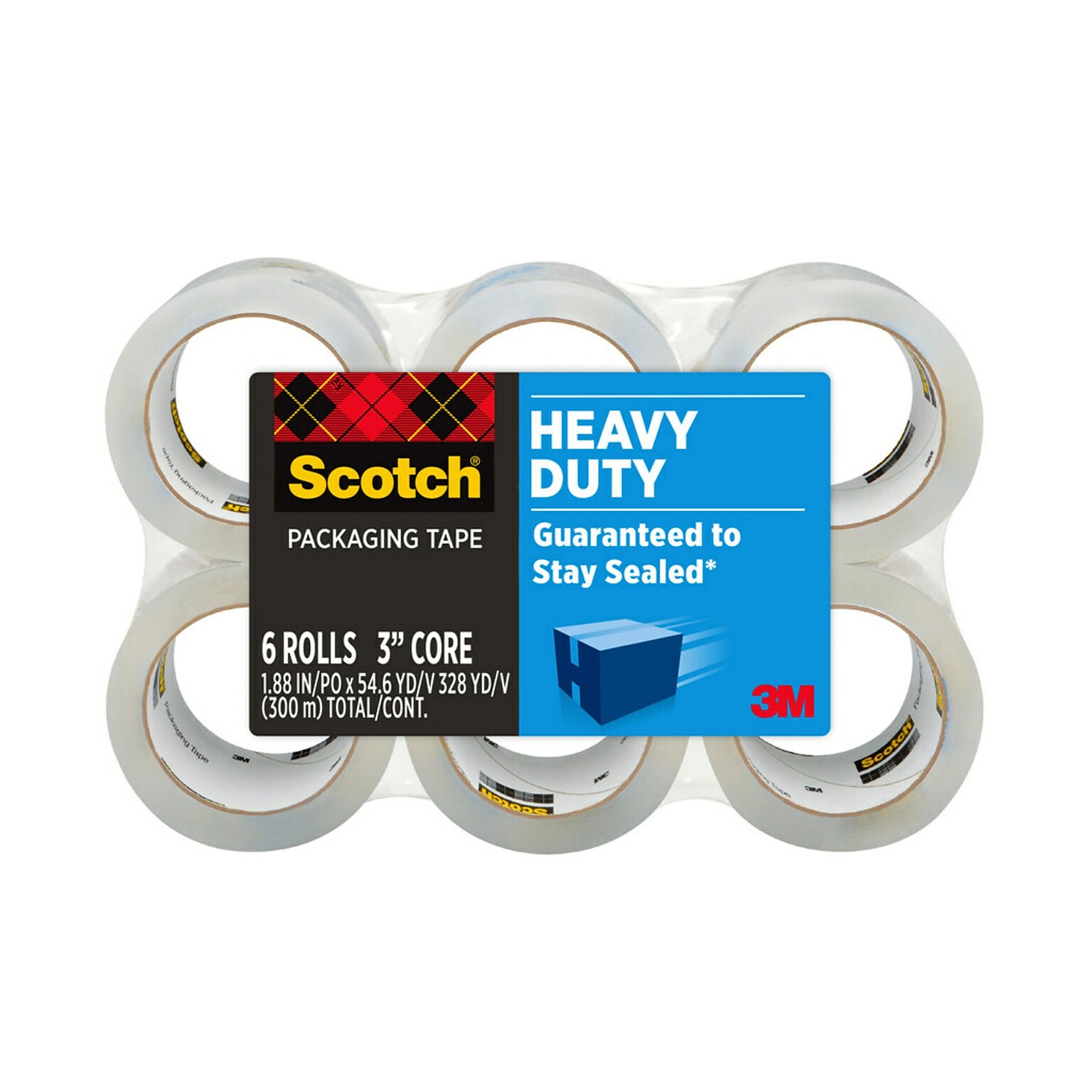 Scotch Heavy Duty Packing Tape, 1.88 x 54.6 yds., Clear, 6/Pack (38506)