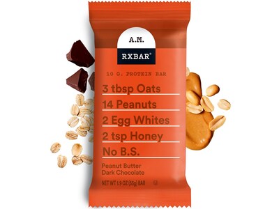 RX Bar A.M. Gluten Free Peanut Butter Dark Chocolate Protein Bar, 1.9 oz., 12 Bars/Box (1-93908-00718)