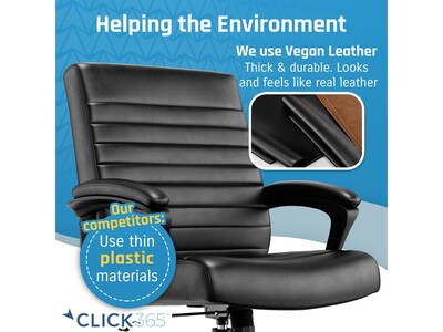 Click365 Transform 3.0 Ergonomic Bonded Leather Swivel Desk Chair, Black (CCHR10008B)
