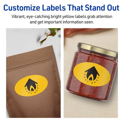 Avery Laser/Inkjet Oval Multipurpose Labels, 2" x 3-1/3", Bright Yellow, 80/Pack (94056)