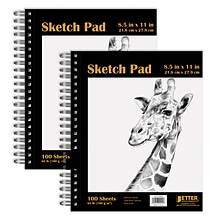 Better Office Products Sketch Paper Pads,  8.5 x 11, Natural White Paper, 100 Sheets/Pad (01303-2P