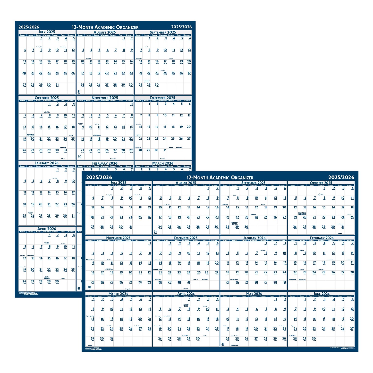 2025-2026 House of Doolittle 37 x 24 Academic Yearly Dry Erase Wall Calendar, Reversible (395-26)