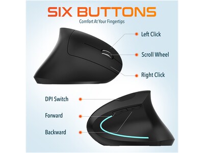 Delton Ergonomic 12 Wireless Ergonomic Vertical Optical Gaming Mouse, Black (DMERG12-WR )