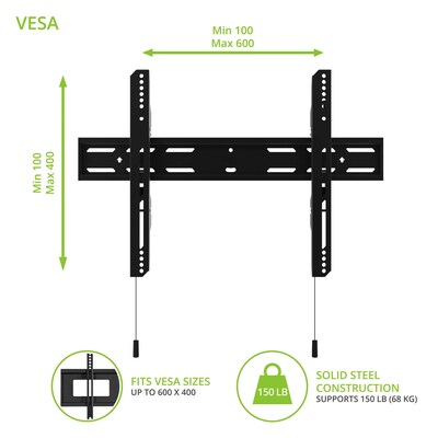 Kanto Fixed Low-profile TV Wall Mount for 32" - 90" TVs, Black (PF300)