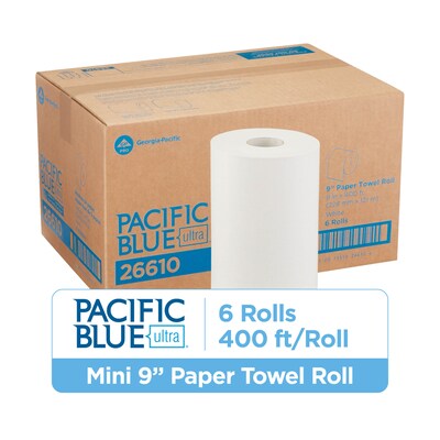 Pacific Blue Ultra Hardwound Paper Towels, 1-ply, 400 ft./Roll, 6 Rolls/Carton (26610)