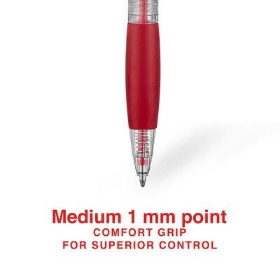 Staples Retractable Ballpoint Pens, Medium Point, Red Ink, Dozen (50792)