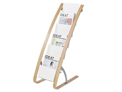 Alba Literature Holder, 8.3 x 11.7, White/Wood, Steel/ABS (DDEXPO6W BC)