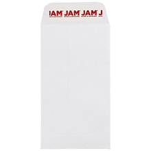 JAM PAPER Self Seal #6 Coin Business Envelopes, 3 3/8 x 6, White, 100/Pack (356838557D)
