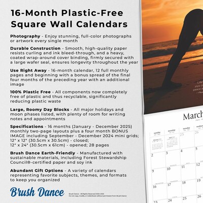 2025 Brush Dance Yoga Silhouettes 12" x 12" Monthly  Wall Calendar (9781975478681)
