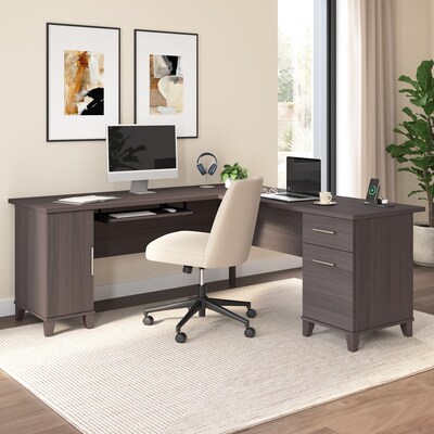 Bush Home Somerset 72 W L Shaped Office Desk with Storage, Storm Gray (WC81510K)