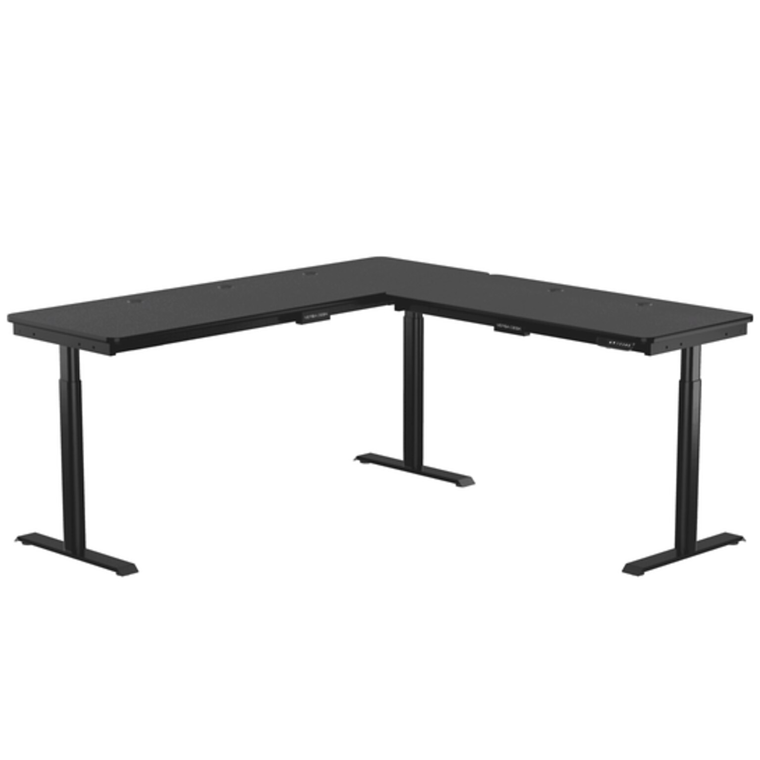 VersaDesk PowerLift 60W Electric L-Shaped Adjustable Standing Desk, Black (PLLSD7260-BB-APP)