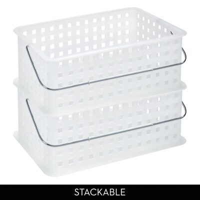 iDESIGN Medium Stackable Plastic Storage Bin, Frost, 3/Pack (29405M3)