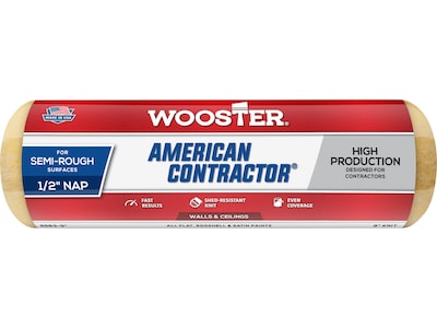 Wooster Brush American Contractor Paint Roller Cover, 9"L, 0.5" Nap, Dozen (00R5630090)