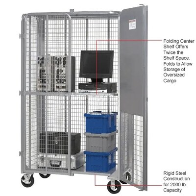 Global Industrial Fold-Up Security Truck, 27"W x 44-1/3"L x 76"H, 2000 Lb. Capacity, Gray (912114)