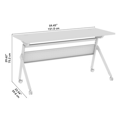 Bush Business Furniture Envision 60"W Foldable Training Room Table, White (NVS009WH)