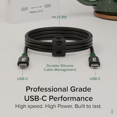Plugable 3.3 ft. USB-C to USB-C Data & Power Cable, Male to Male, Black (USBC-240W-1M)