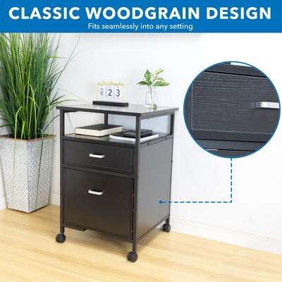 Mount-It! 2-Drawer Mobile File Cabinet, Rolling With Casters, Black (MI-943)