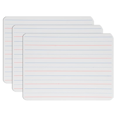Flipside Products Double Sided Magnetic Melamine Dry Erase Board, Red & Blue Ruled/Blank, 9 x 12,