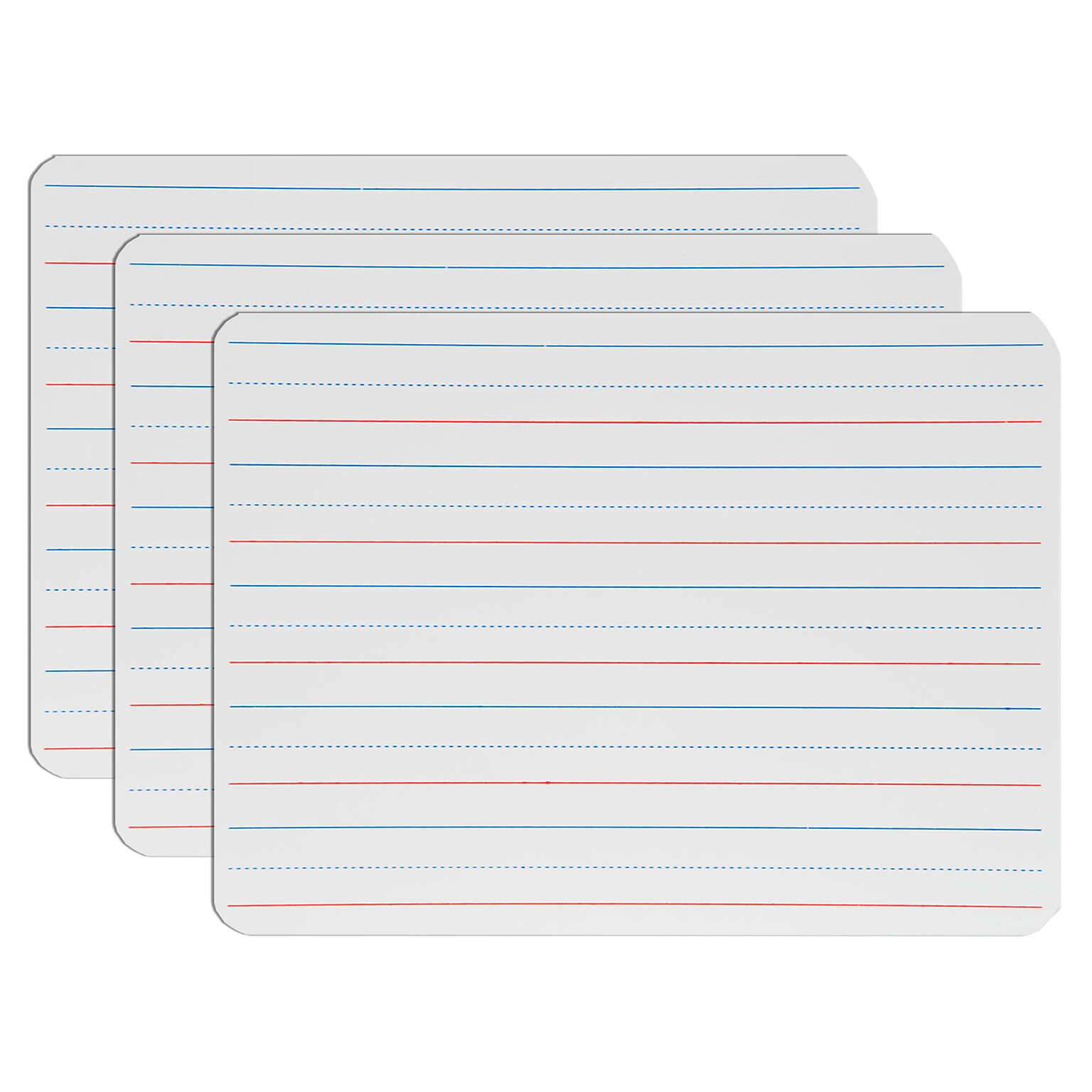 Flipside Products Double Sided Magnetic Melamine Dry Erase Board, Red & Blue Ruled/Blank, 9 x 12, 3/Pack (FLP100763)