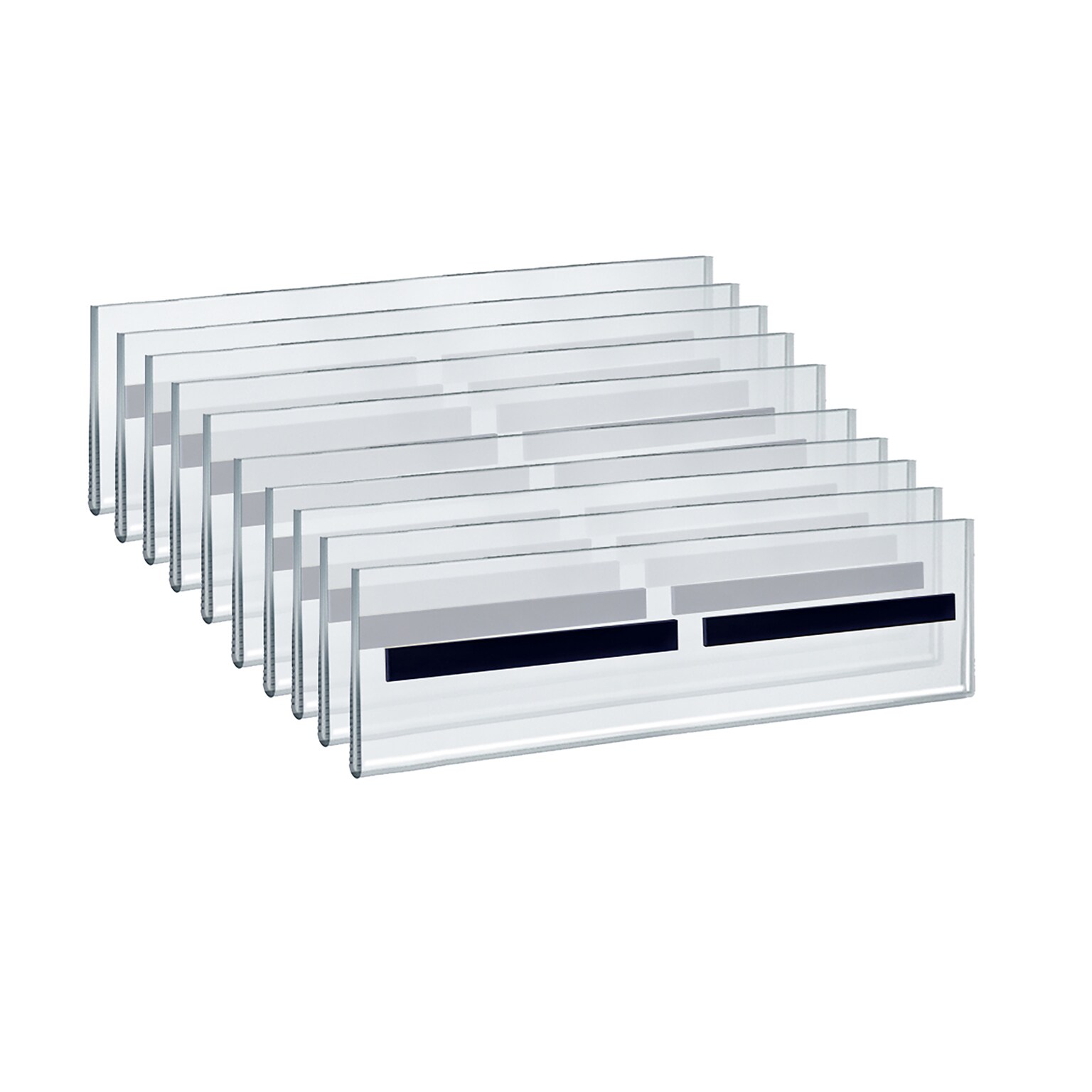Azar Magnetic Nameplate Holder, 11 x 2.5, Horizontal, Wall Mounted, Clear, Acrylic, 10/Pack (129920)
