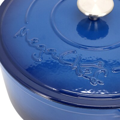 MegaChef Cast Iron 6.35 Qt. Dutch Oven, Dark Blue (935122262M)