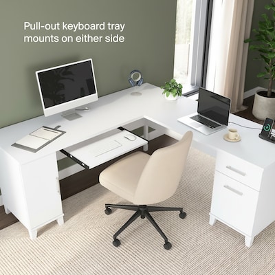 Bush Home Somerset 72"W L Shaped Office Desk with Storage, White (WC81910K)