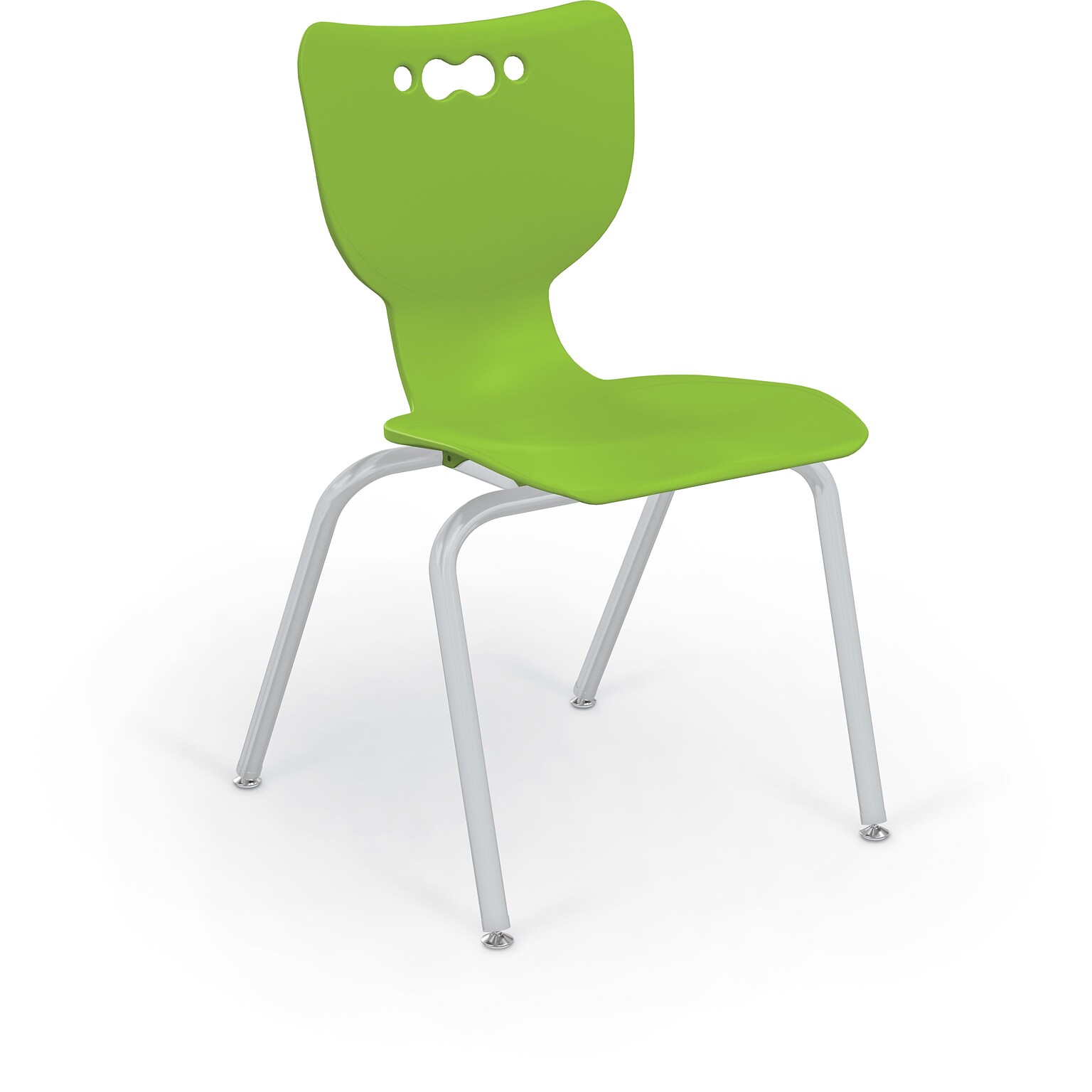 MooreCo 18 Hierarchy Student Chair with 4 Legs, Green/Platinum Base (703673561945)