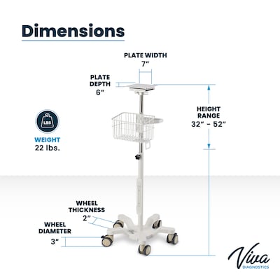 Viva Comfort Edan Elite V-Series Monitor Universal Vital Sign Mobile Stand with Mounting Plate, White (ADIME912-C-MP-07-MK)