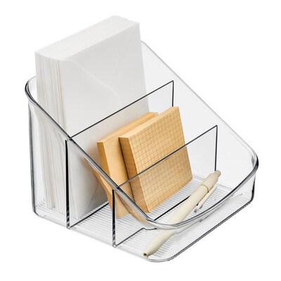 iDESIGN 3-Compartment Plastic Desk Organizer, Clear, 2 Piece (28166M2)