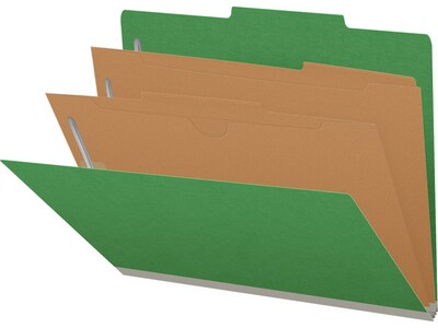 Medical Arts Press Pressboard Classification Folder, 2-Dividers, 2" Expansion, Letter Size, Moss Green, 10/Box
