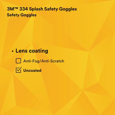 3M Safety Splash Goggle 334, Clear Lens (40660)