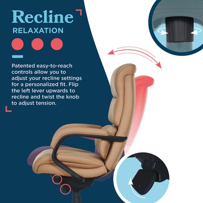 La-Z-Boy Aberdeen Ergonomic Bonded Leather Swivel Executive Chair, Tan (51545-TAN)