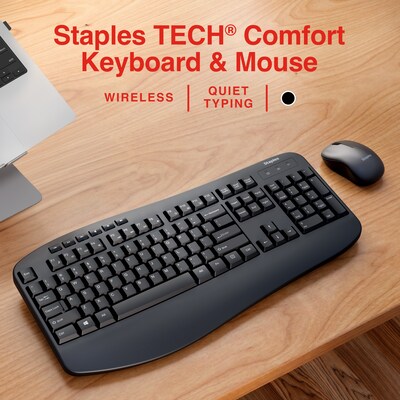 Staples Easy Desktop Set, Keyboard, Mouse, Mouse Pad, Laptop Stand, ProGel Pens & Sticky Notes (ST63681)