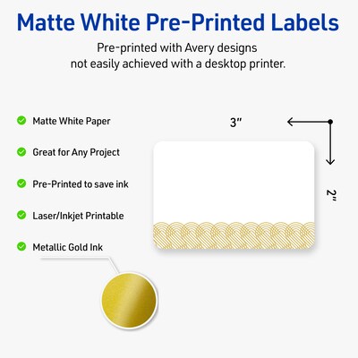 Avery Laser/Inkjet Rectangle Multipurpose Labels, 2 x 3, White, 80/Pack (S00EWV)