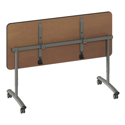 Correll 60"W x 30"D Adjustable Foldable Rectangular Training Room Table, Laminate, With Wheels, Black Granite (FTS3060TF071409)