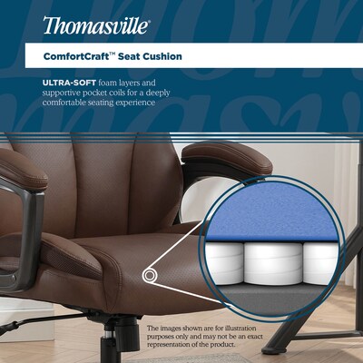 Thomasville Danvers Ergonomic Polyurethane Big & Tall Chair, 400 lb. Capacity, Dark Walnut Brown (52403-DBRN)
