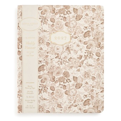 2027 Eccolo Laura Ashley Floral 8 x 10 Weekly & Monthly Planner, Faux Leather Cover, Brown (RY27-401D)