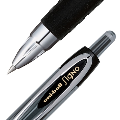 uni-ball 207 Retractable Gel Pens, Micro Point, 0.5mm, Black Ink, Dozen (61255)