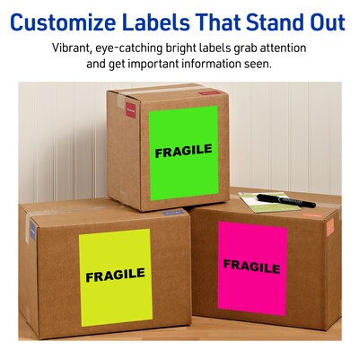 Avery Laser Shipping Labels, 8-1/2" x 11", Assorted Neon, 15 Labels/Pack (5975)