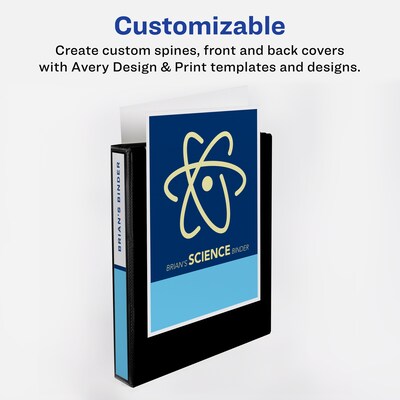 Avery Heavy Duty 1" 3-Ring View Binders, One Touch EZD Ring, Navy Blue (79809)