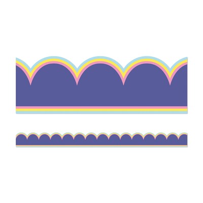Carson Dellosa Education We Stick Together Scalloped Bulletin Board Borders, 3 x 3, Pop of Purple,