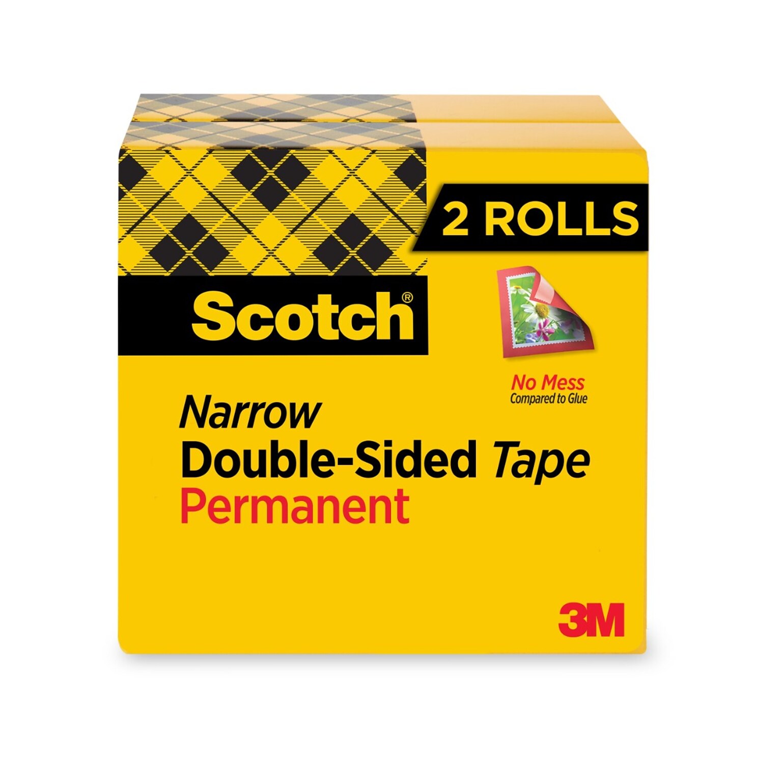 Scotch Permanent Double Sided Tape Refill, 1/2 x 25 yds., 2/Pack (665-2PK)