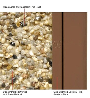 Global Industrial Stone Panel Trash Sand Urn, 24 Gallon Capacity, 17-1/2"W x 17-1/2"D x 32"H, Brown (238243BN)