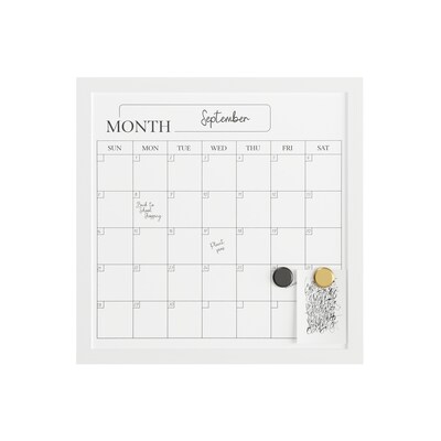 Martha Stewart Everette Magnetic Dry Erase Monthly Calendar Set, Engineered Wood Frame, 18" x 18" (BRPMMWP4545WT)