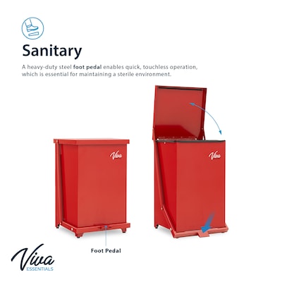 Viva Comfort Biohazard Steel Step-On Trash Can, 13 Gallon, Red (99213RMK)