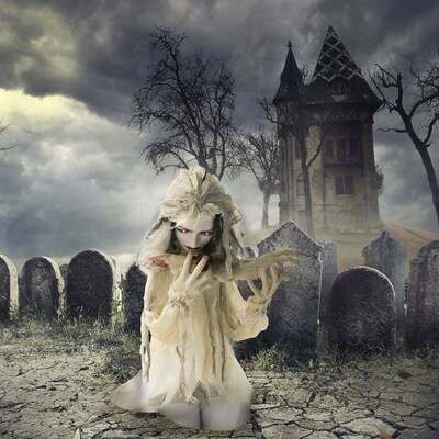 Haunted Hill Farm Animatronic Groundbreaker Haunted Bride (HHFJBRDE-1LSA)