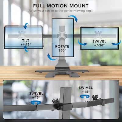 Mount-It! 28"W Adjustable Triple Monitor Mount, Black (MI-7983)