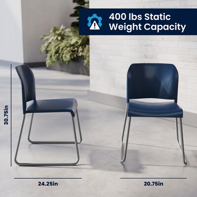 Flash Furniture Hercules Kenai Office Reception Stack Chair, Navy Plastic/Gray Frame (RUT239ANNV)
