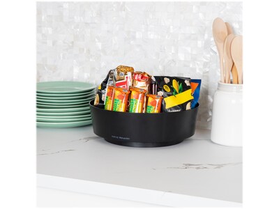 Mind Reader Plastic 4-Compartment Snack Carousel Organizer Snack Tray, Black (LAZSNACK-BLK)